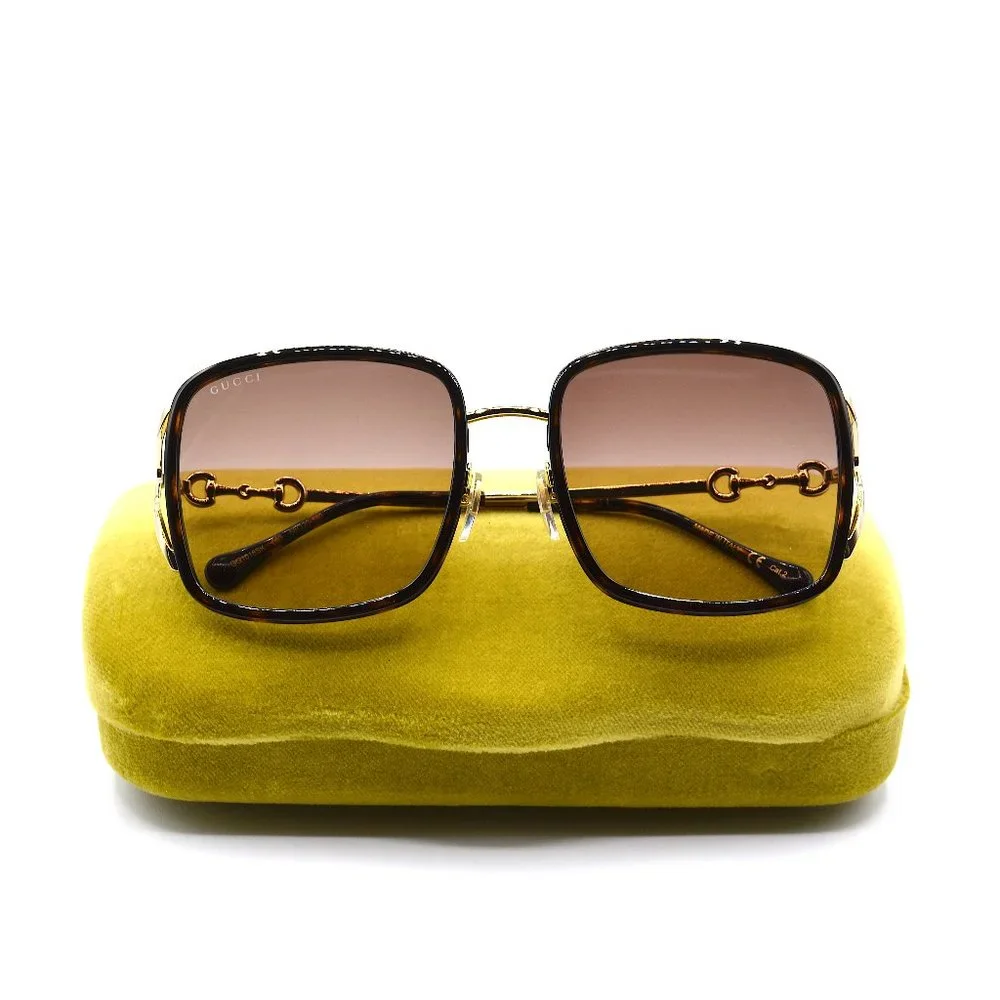 NEW GUCCI GG1016SK 003 HAVANA GOLD BROWN GRADIENT AUTHENTIC SUNGLASSES - Picture 11 of 13